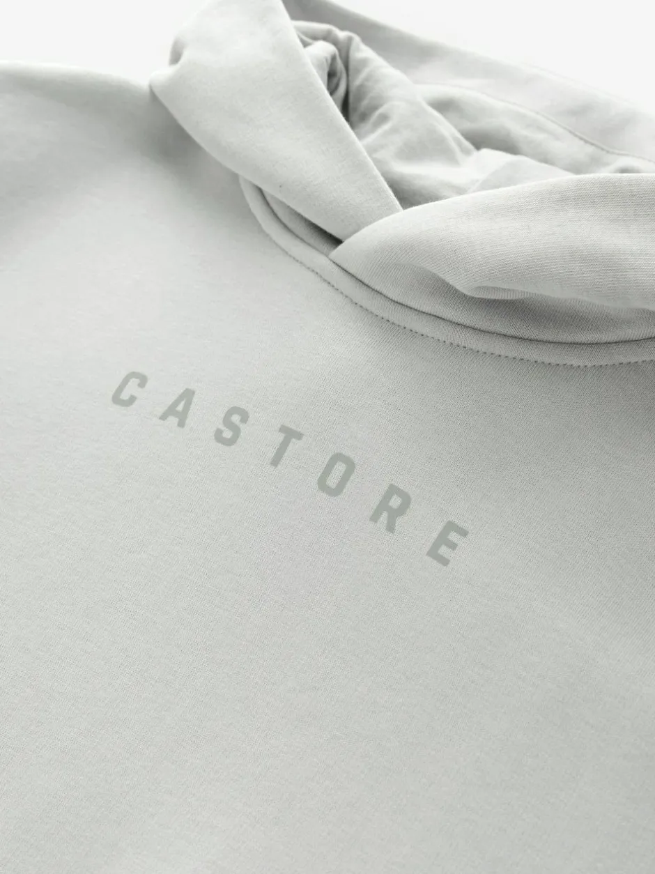 Castore Logo Oversized Heavyweight Cotton Hoodie Light Grey