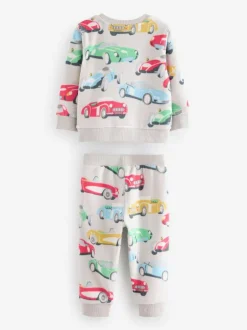 Next Cath Kidson Red/Ecru White Cars Single Cosy Fleece Pyjamas Sale
