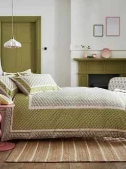 Cath Kidston 180 Thread Count Duvet Cover and Pillowcase Set Green Scarf Outlet
