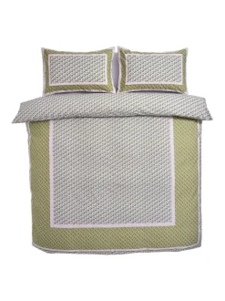 Cath Kidston 180 Thread Count Duvet Cover and Pillowcase Set Green Scarf Outlet
