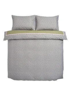 Cath Kidston 180 Thread Count Duvet Cover and Pillowcase Set Green Scarf Outlet