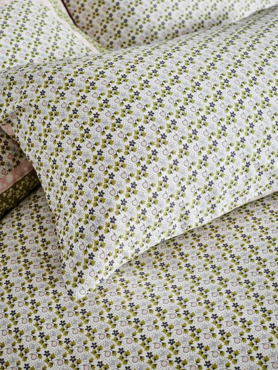 Cath Kidston 180 Thread Count Duvet Cover and Pillowcase Set Green Scarf Outlet