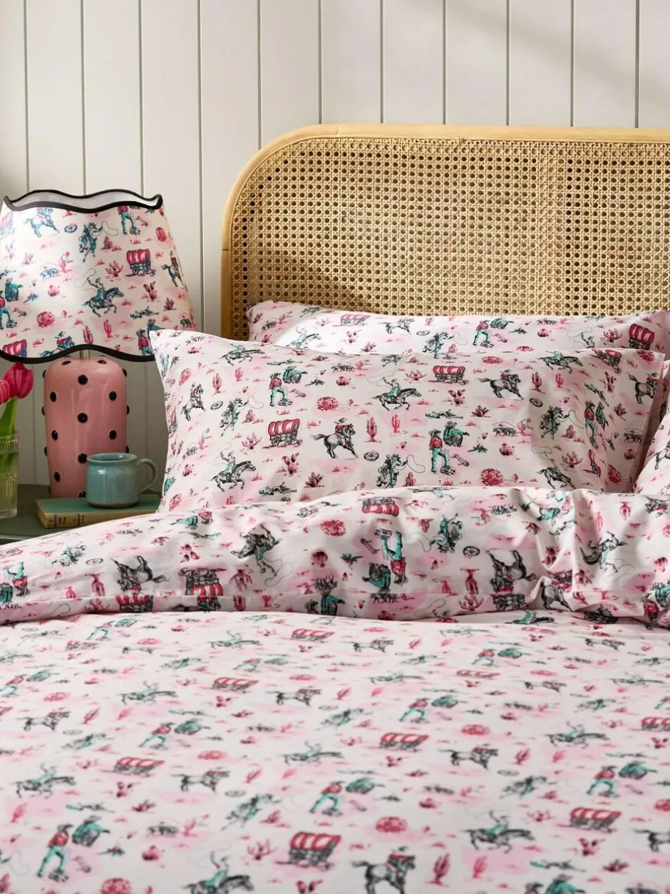 Cath Kidston 100% Cotton Duvet Cover and Pillowcase Set Pink Cowgirl Clearance