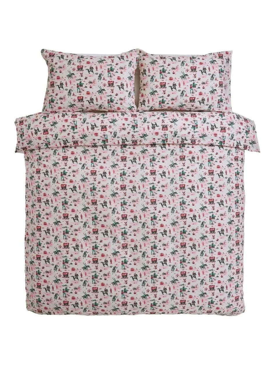 Cath Kidston 100% Cotton Duvet Cover and Pillowcase Set Pink Cowgirl Clearance