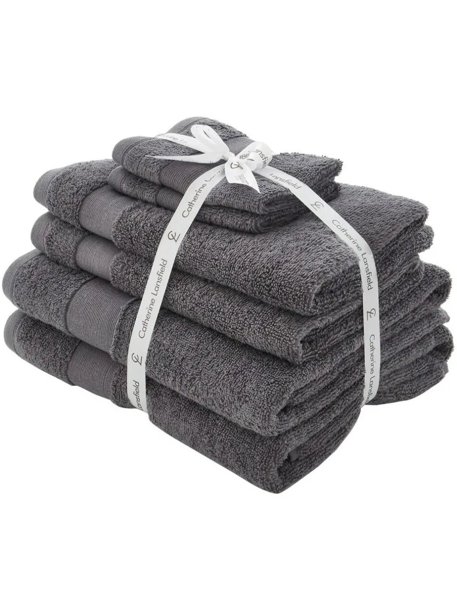 Catherine Lansfield 6 Piece Anti-Bacterial Towel Bales Grey Discount