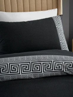 Catherine Lansfield Black Artemis Greek Key Reversible Duvet Cover Set