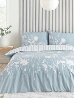 Catherine Lansfield Blue Meadowsweet Floral Reversible Duvet Cover Set Sale