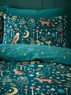 Catherine Lansfield Enchanted Twilight Animals Duvet Cover and Pillowcase Set Green Online