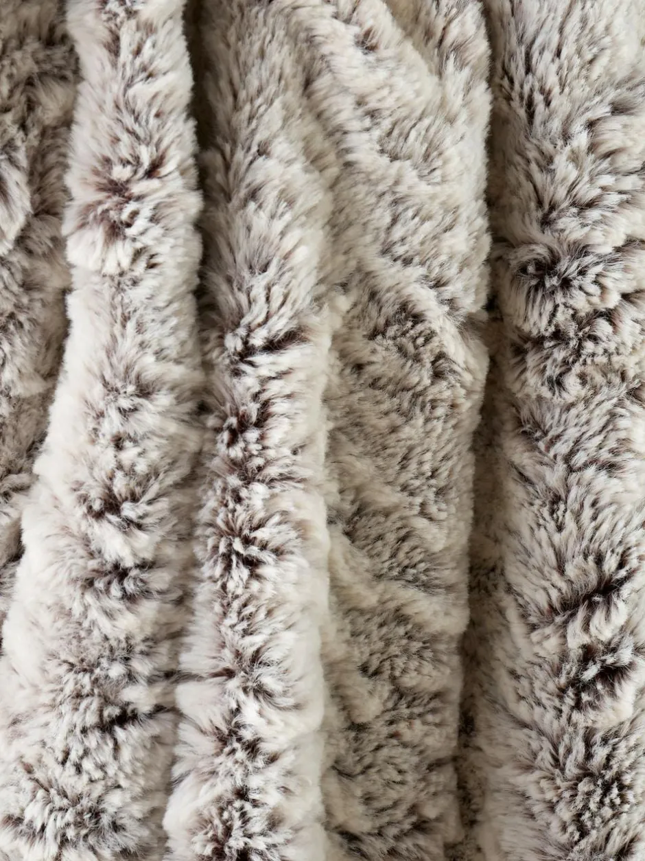 Catherine Lansfield Grey Wolf Faux Fur Blanket Throw New
