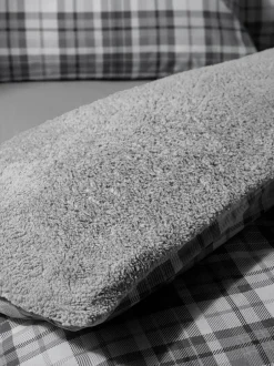 Catherine Lansfield Cosy Sherpa Check Duvet Cover Set Grey