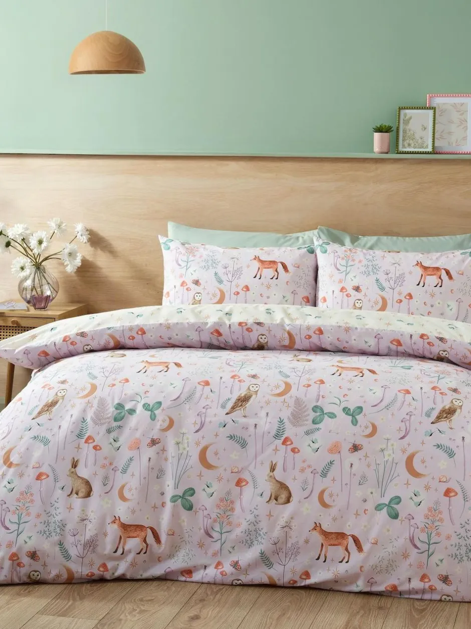 Catherine Lansfield Enchanted Twilight Animals Duvet Cover and Pillowcase Set Lilac Sale