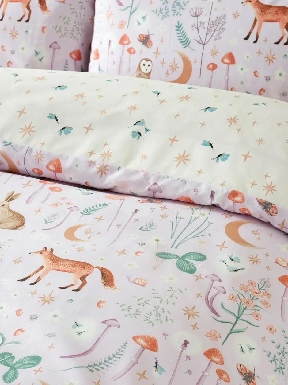 Catherine Lansfield Enchanted Twilight Animals Duvet Cover and Pillowcase Set Lilac Sale