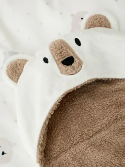 Catherine Lansfield Natural Cosy Bear So Soft Fleece Hooded Blanket