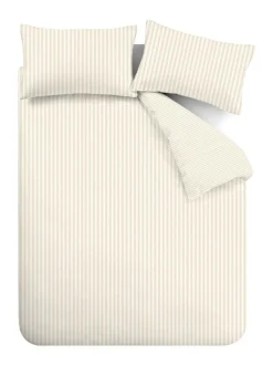 Catherine Lansfield Supersoft 100% Brushed Cotton Stripe Duvet Cover Set Natural Online