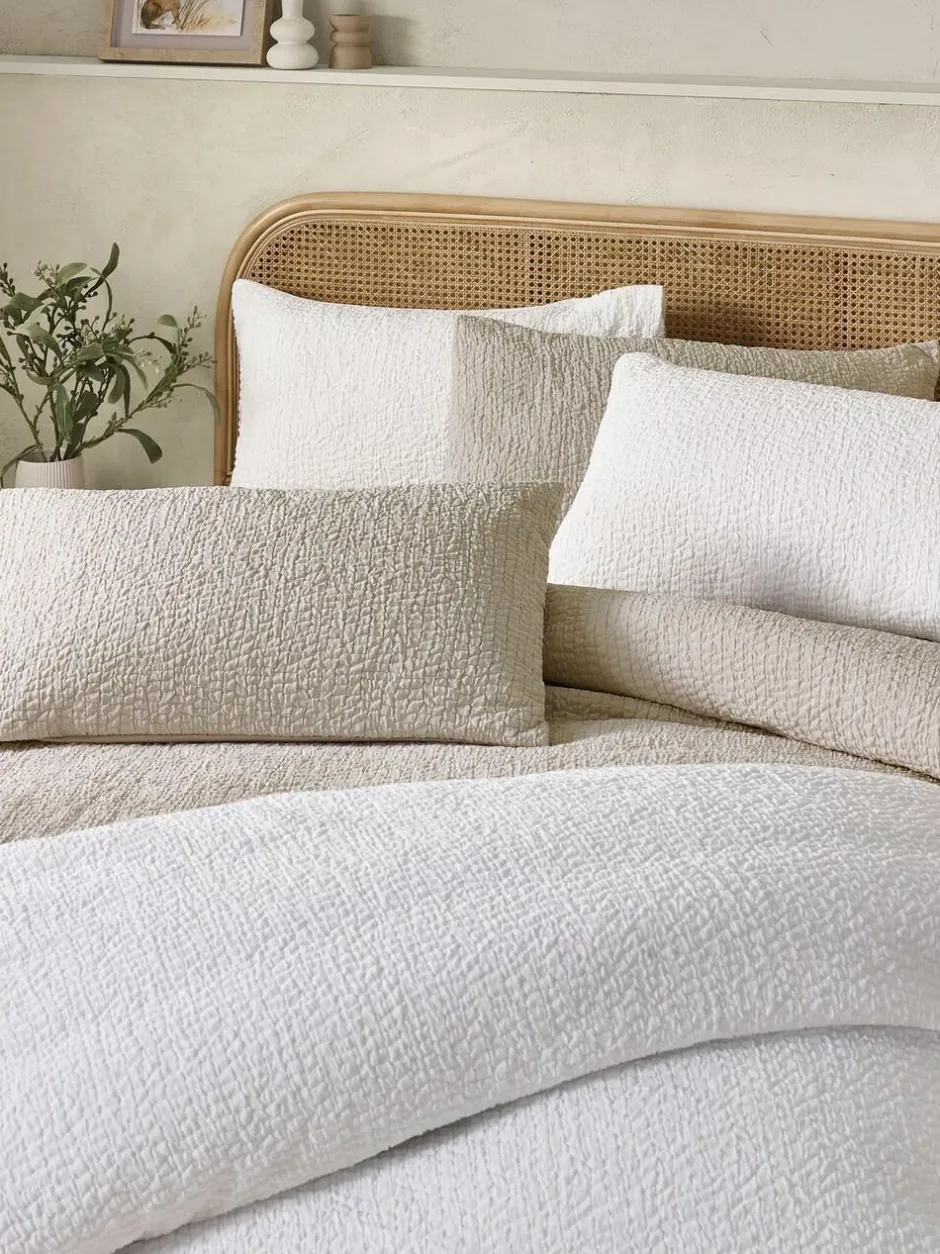 Catherine Lansfield Crinkle Seersucker Duvet Cover Set Natural Discount