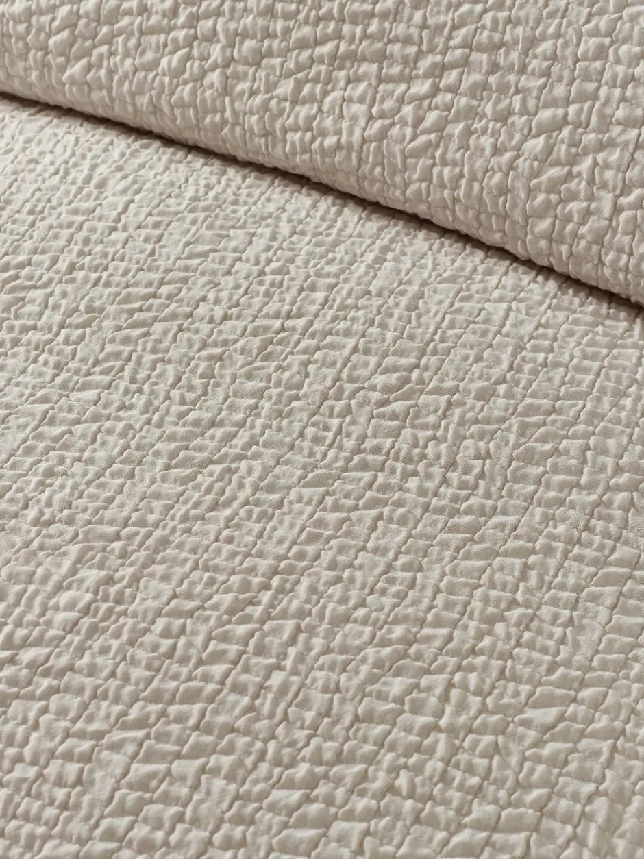 Catherine Lansfield Crinkle Seersucker Duvet Cover Set Natural Discount