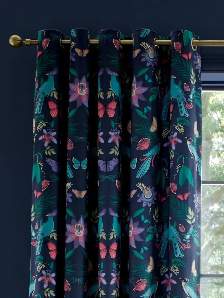Catherine Lansfield Navy Blue Curtains Outlet