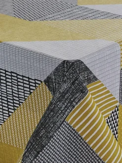 Catherine Lansfield Larsson Geo 100% Cotton Table Cloth Ochre Yellow Sale