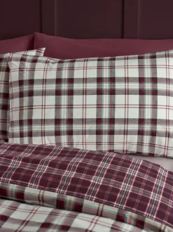 Catherine Lansfield Kelso Check Easy Care Duvet Cover and Pillowcase Set Plum Sale