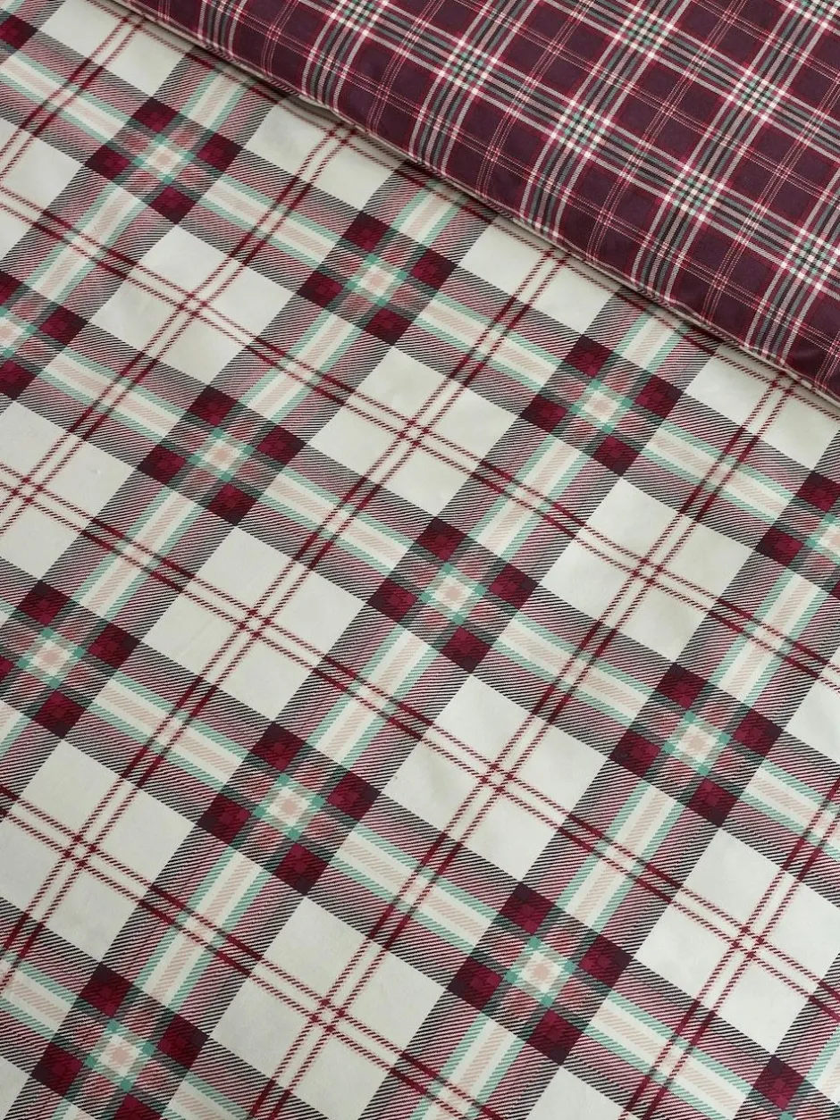 Catherine Lansfield Kelso Check Easy Care Duvet Cover and Pillowcase Set Plum Sale