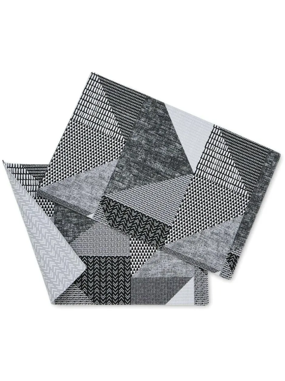 Catherine Lansfield Set of 2 Larsson Geo Wipeable 100% Cotton Placemats Grey Best