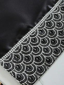 Catherine Lansfield Set of 4 Deco Sequin Dining Placemats Black Outlet