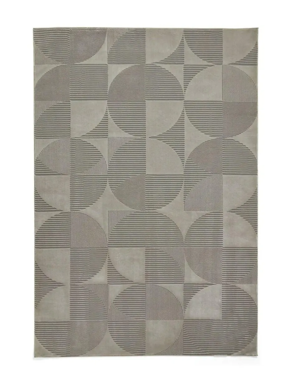 Catherine Lansfield Silver Retro Circles Washable Rug Outlet