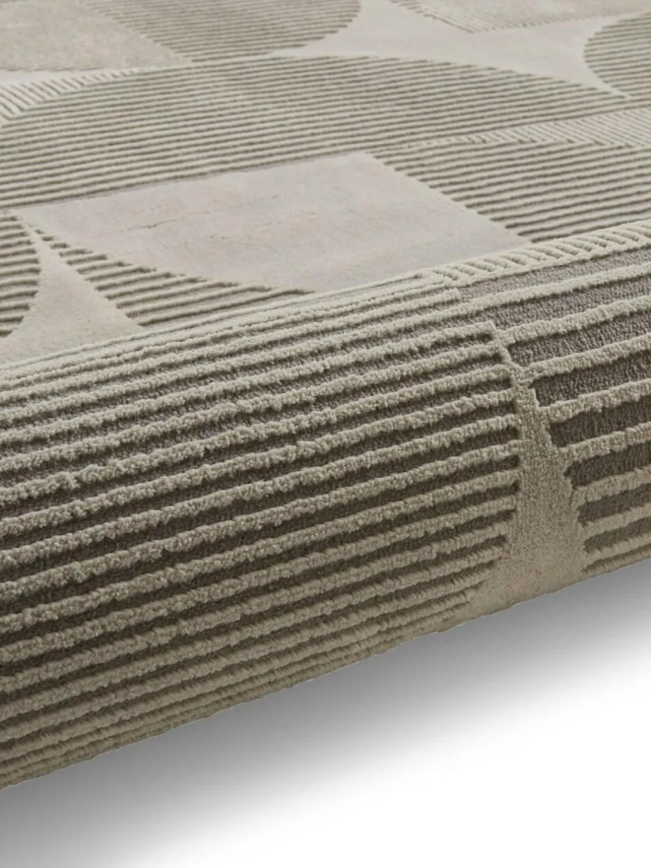 Catherine Lansfield Silver Retro Circles Washable Rug Outlet
