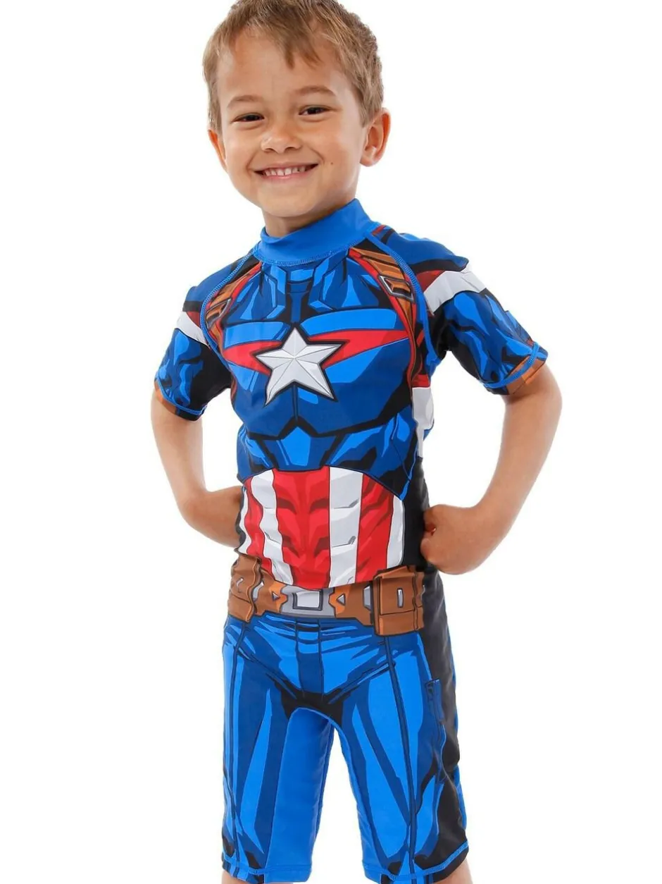 Character Blue White Marvel Avengers Captain America One Piece Swimsuit Online