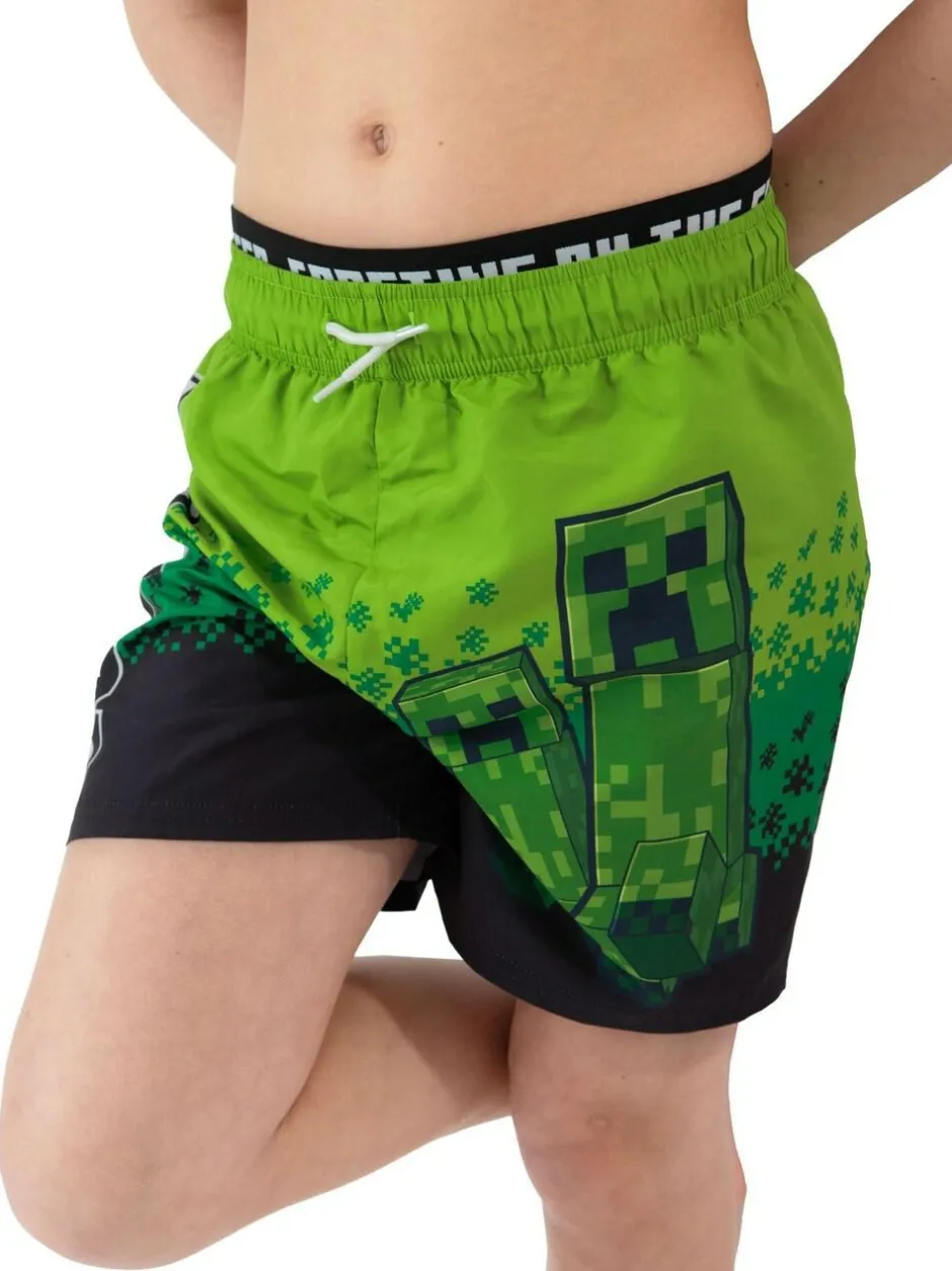 Character Green Minecraft Creeper Swimming Trunks Clearance