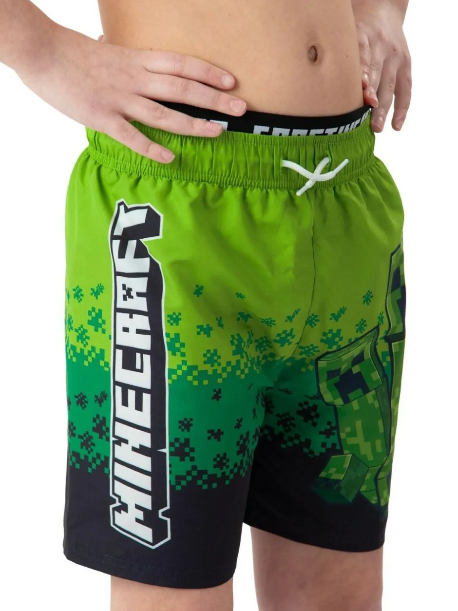 Character Green Minecraft Creeper Swimming Trunks Clearance