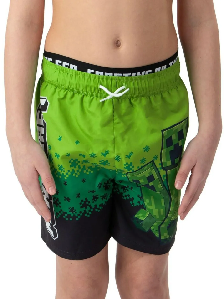 Character Green Minecraft Creeper Swimming Trunks Clearance