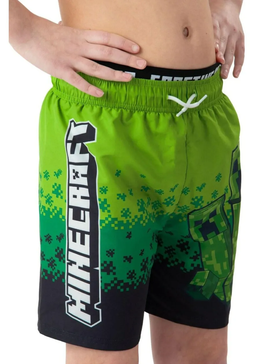 Character Green Minecraft Creeper Swimming Trunks Clearance