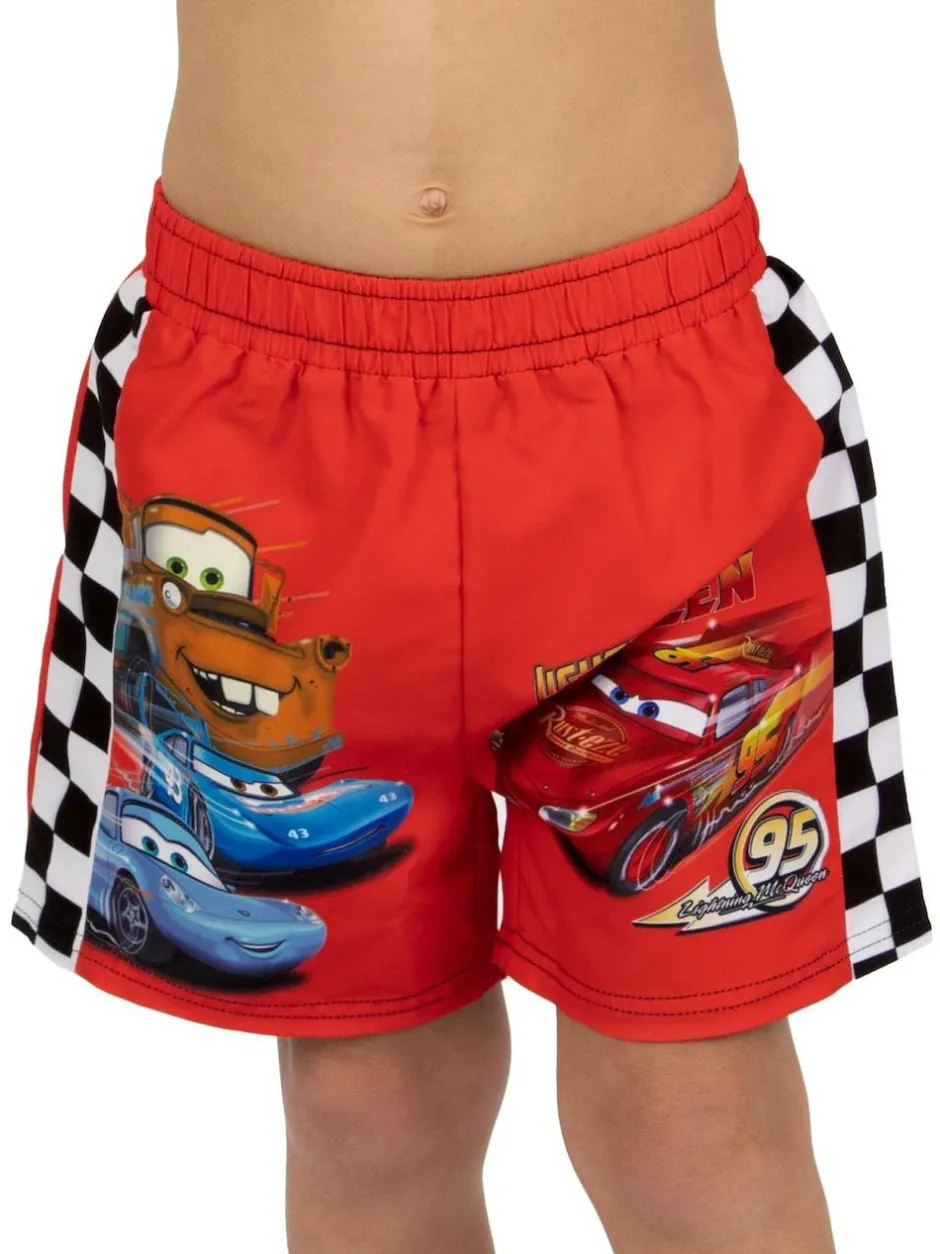 Character Red Disney Cars Lightning McQueen Print Swim Shorts New