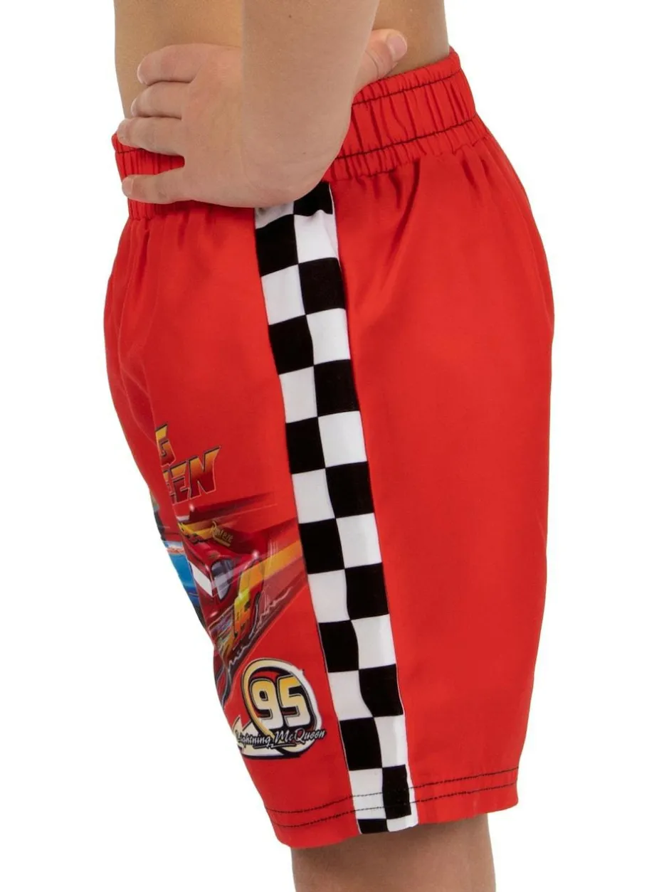 Character Red Disney Cars Lightning McQueen Print Swim Shorts New