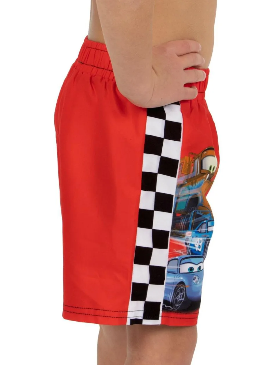 Character Red Disney Cars Lightning McQueen Print Swim Shorts New