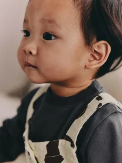 Next Baby Dungarees and Bodysuit Set 2 Piece (0mths-3yrs) Charcoal/ Cream Cow Hot