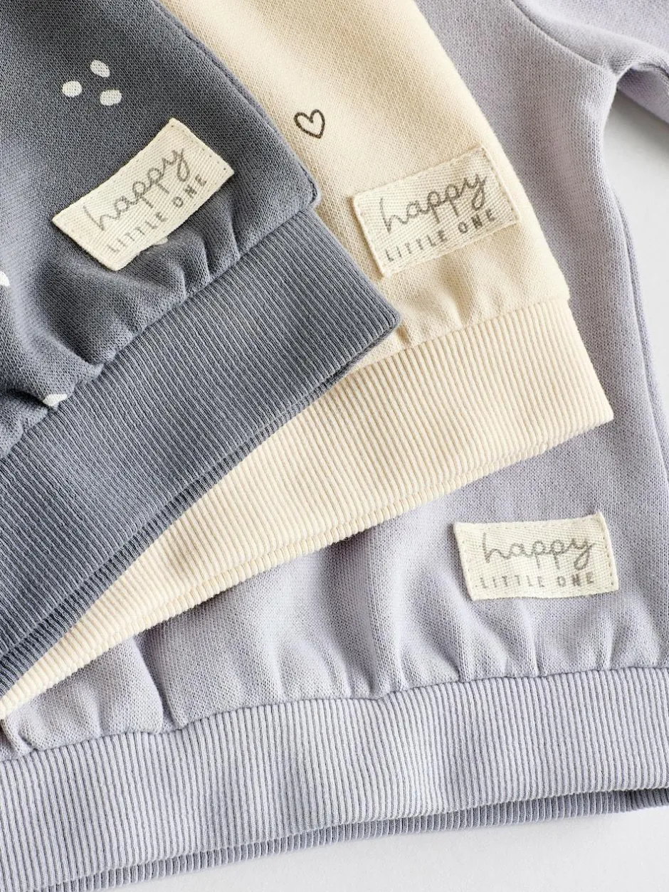 Next Charcoal Grey & Cream Baby Sweatshirt & Joggers 6 Piece Set (0mths-2yrs) Charcoal Grey & Cream Clearance