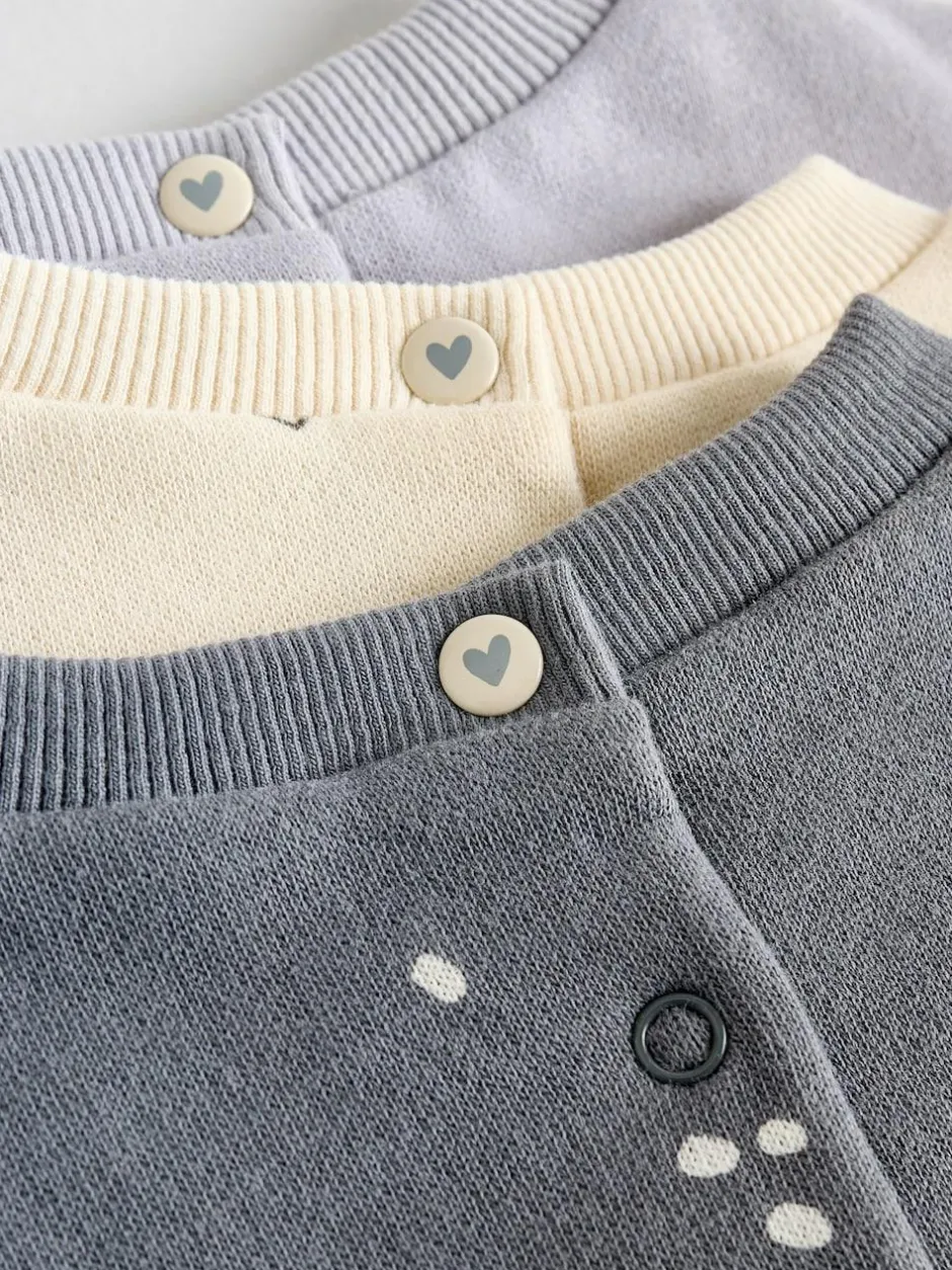Next Charcoal Grey & Cream Baby Sweatshirt & Joggers 6 Piece Set (0mths-2yrs) Charcoal Grey & Cream Clearance
