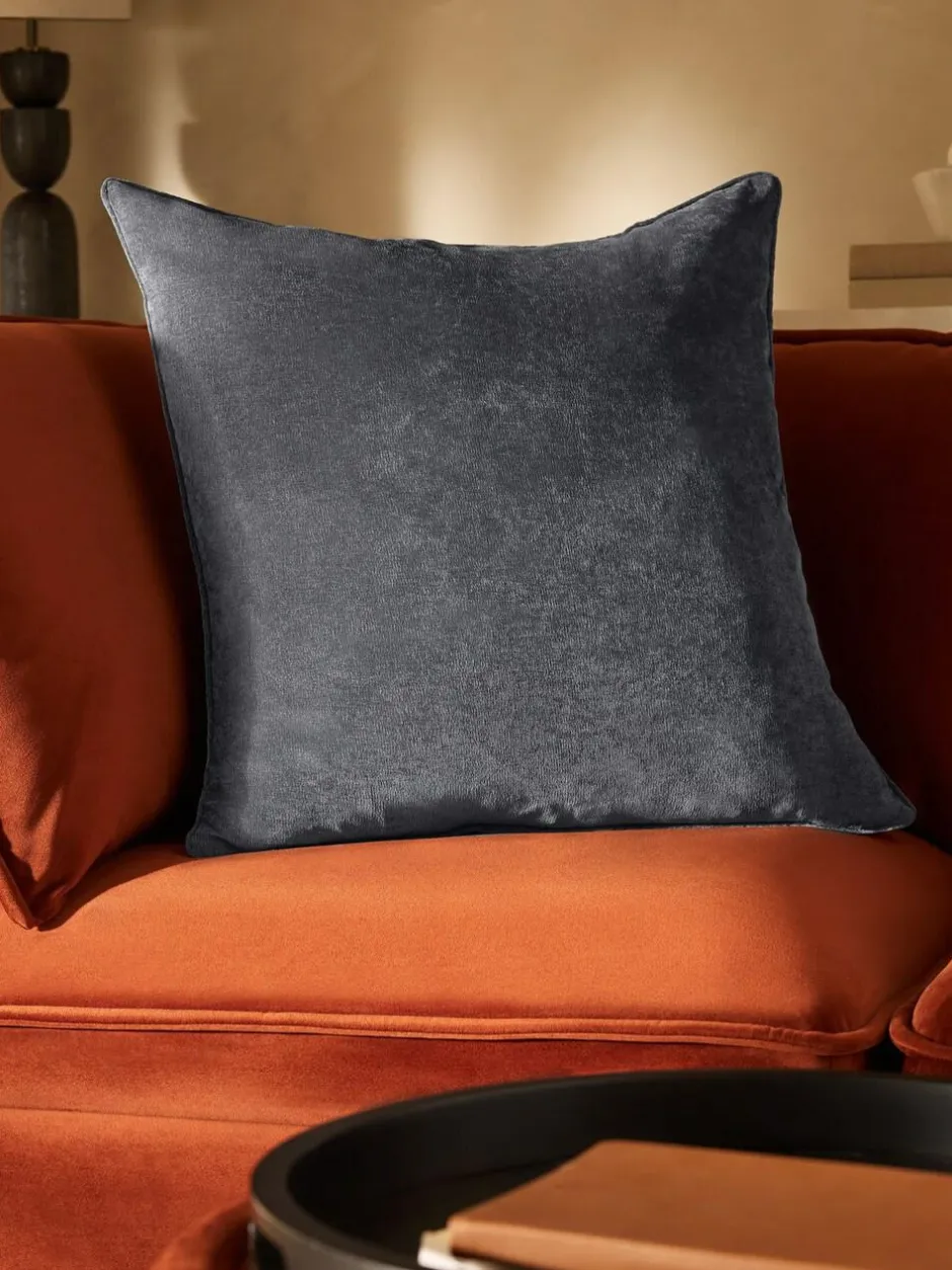 Next Charcoal Grey 59 x 59cm Soft Velour Cushion Discount