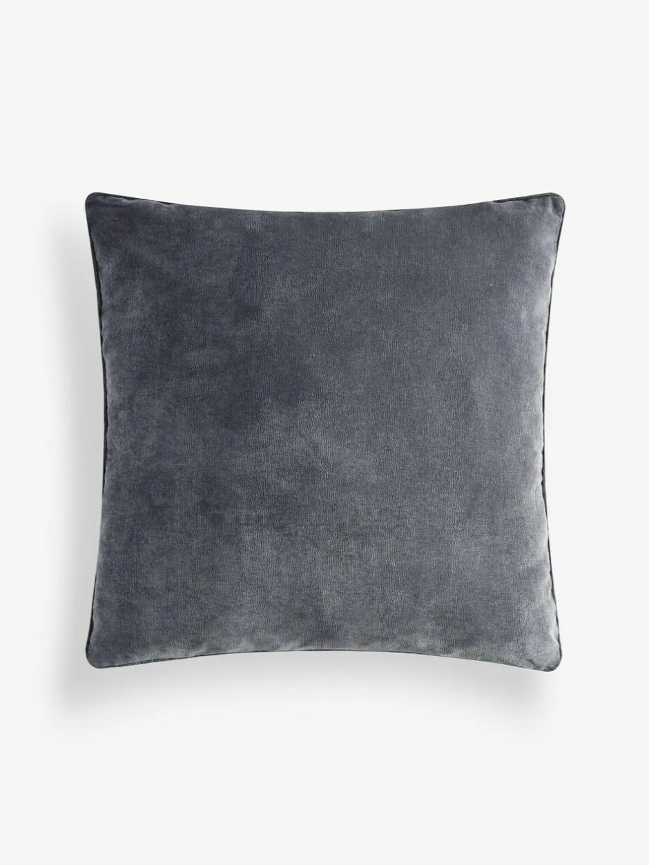 Next Charcoal Grey 59 x 59cm Soft Velour Cushion Discount