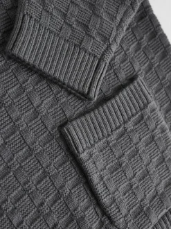 Next Baby Textured Knitted 100% Cotton Jumper and Leggings Set (0mths-3yrs) Charcoal Grey Discount