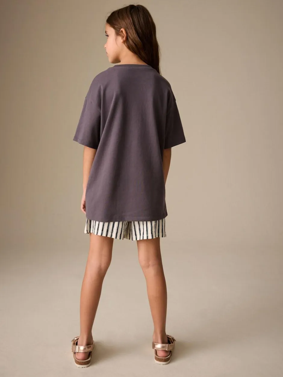 Next Charcoal Grey Butterfly Sequin Oversized T-Shirt (3-16yrs) Clearance