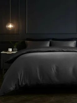 Next Charcoal Grey Collection Luxe 300 Thread Count 100% Cotton Sateen Satin Stitch Luxury Duvet Cover And Pillowcase Set New