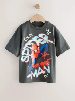 Next Spiderman Short Sleeve T-Shirt (3-16yrs) Charcoal Grey Gel Sale