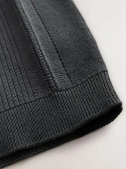 Next Charcoal Grey Knitted Zip Neck Polo Shirt (3-16yrs) Sale