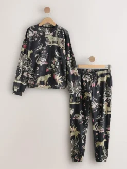 Next Charcoal Grey Leopard Long Sleeve Pyjamas Online