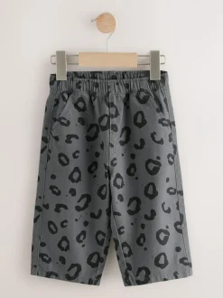 Next Charcoal Grey Leopard Print Printed Pull On Wide Trousers (3mths-7yrs) Clearance