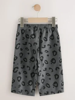 Next Charcoal Grey Leopard Print Printed Pull On Wide Trousers (3mths-7yrs) Clearance