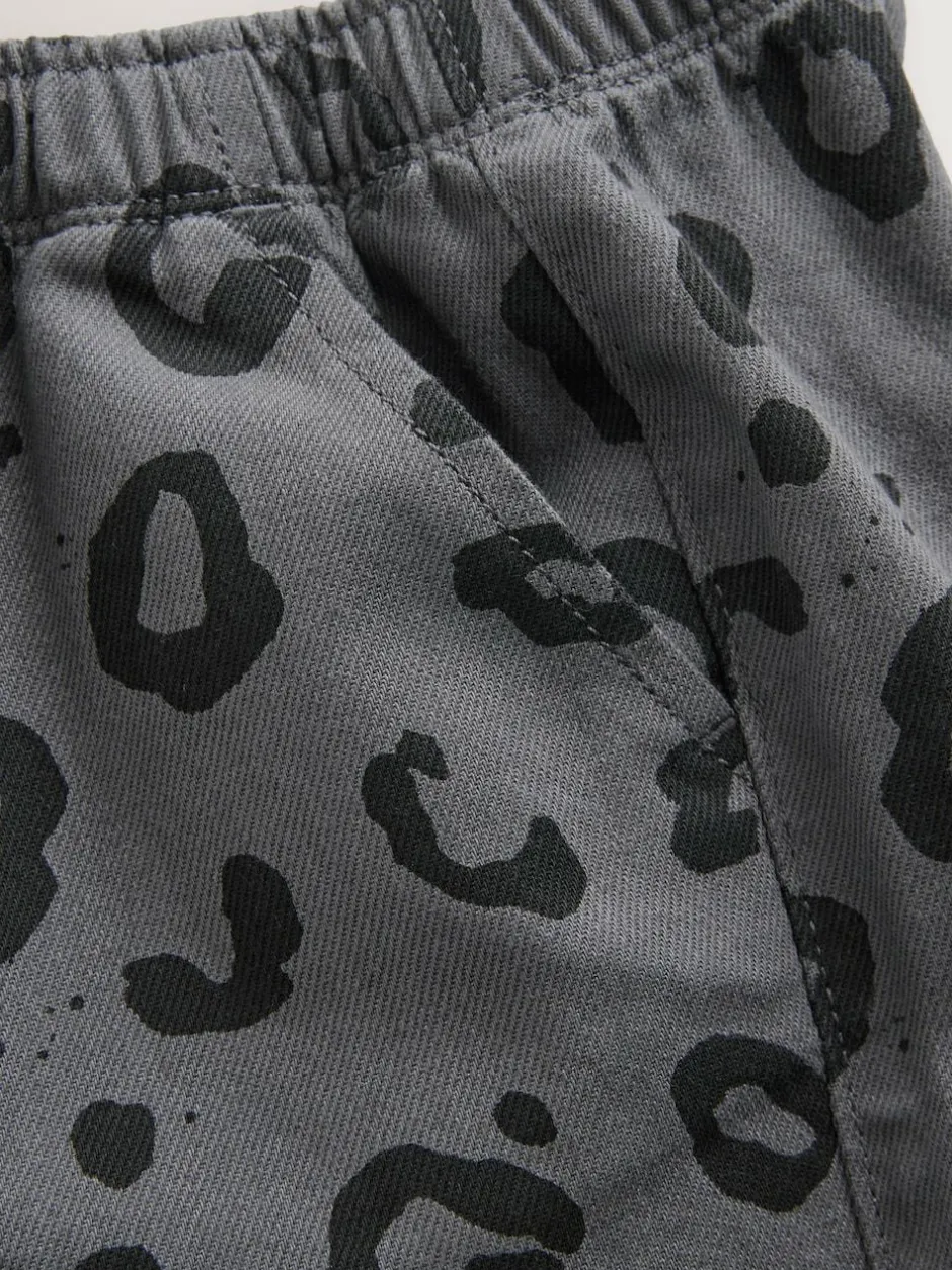 Next Charcoal Grey Leopard Print Printed Pull On Wide Trousers (3mths-7yrs) Clearance